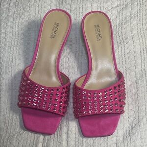 Michael Kors Embellished Faux Suede Kitten Sandal size 6.5